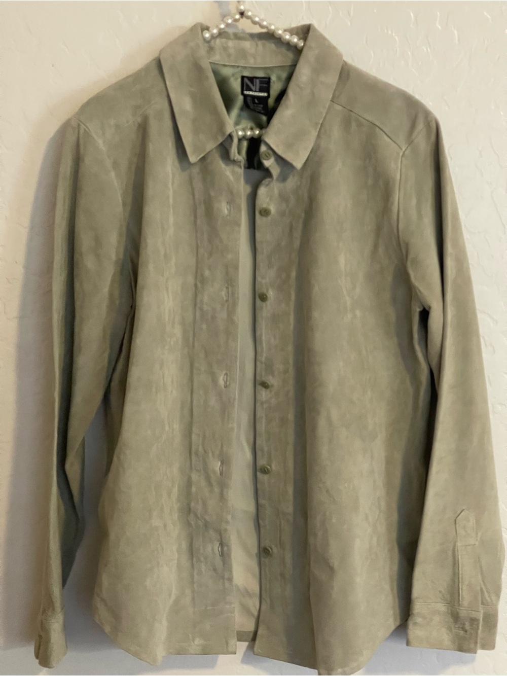 NEW FRONTIER Women's Jacket Blouse Long Sleeve Button Down 100% Leather.Size L